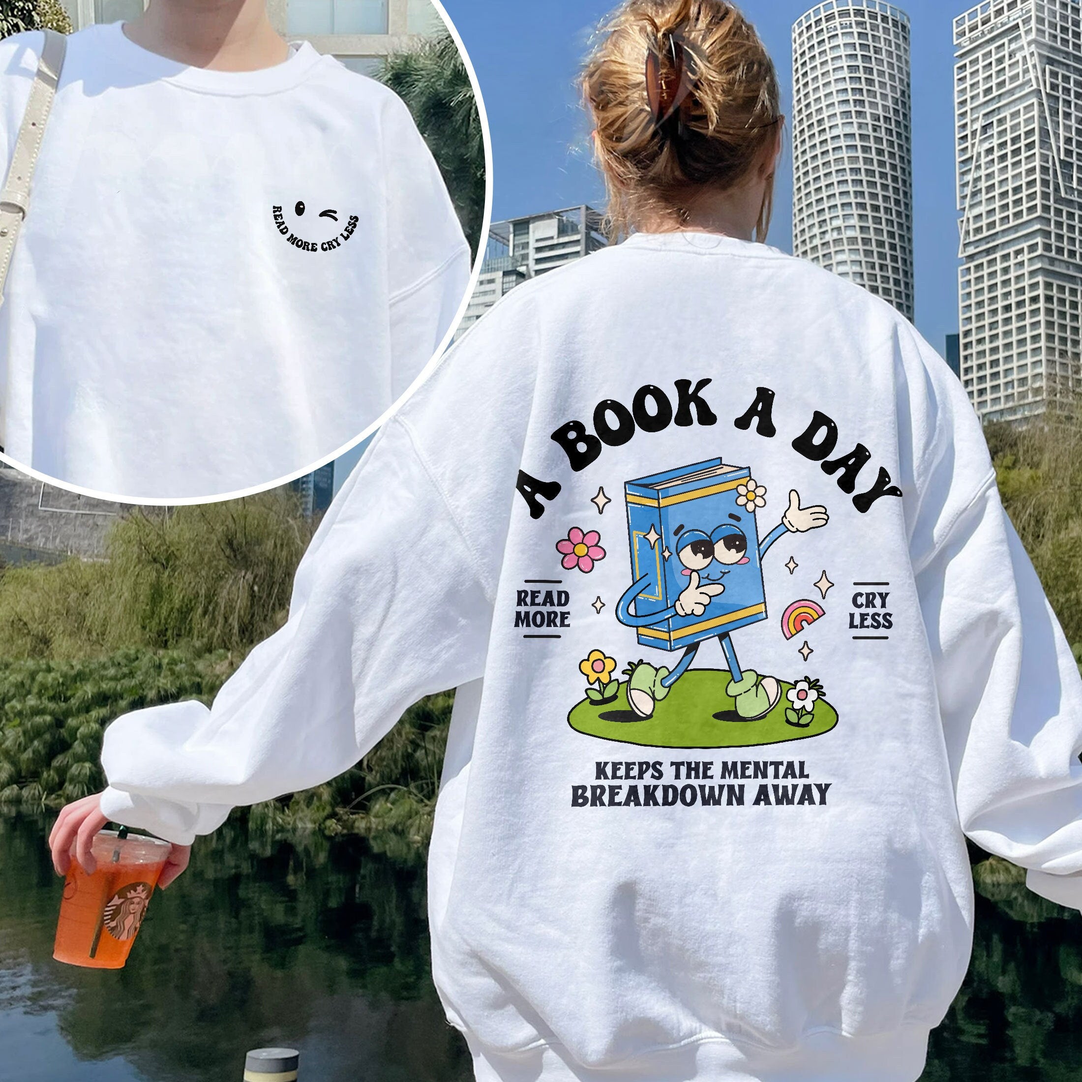 Book Club Sweatshirt – A Book a Day Keeps the Mental Breakdown Away Book Lover Gift Hoodie