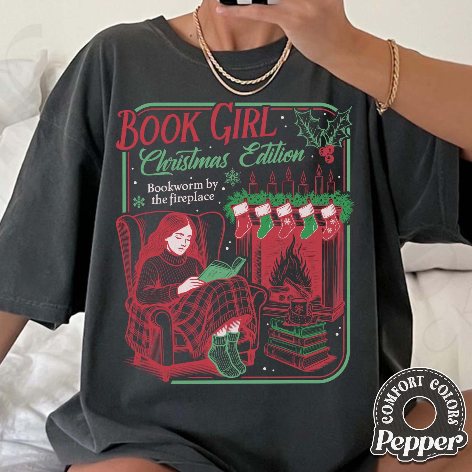 Book Girl Christmas Edition Shirt – Booked for Christmas Book Lover Tee