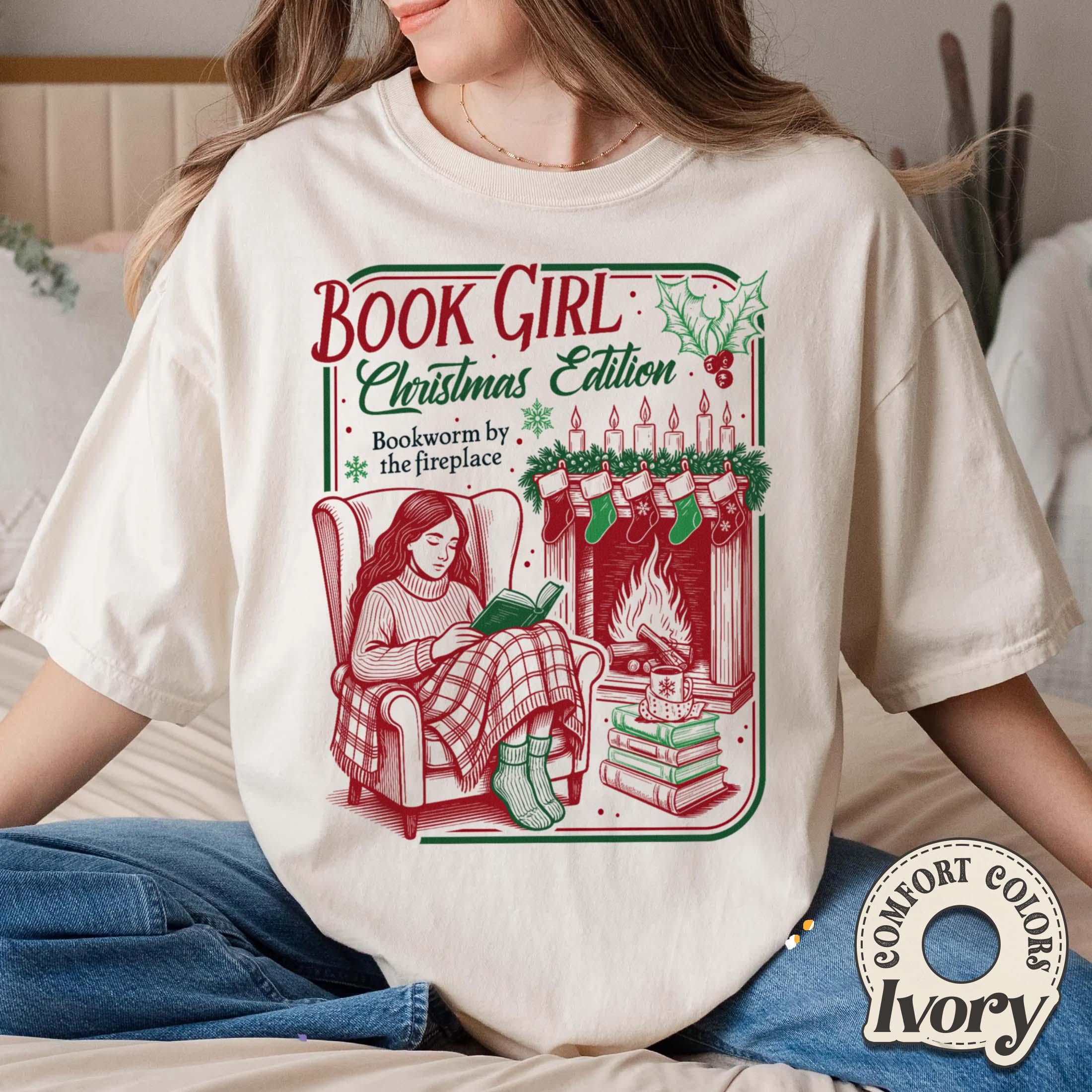 Book Girl Christmas Edition Shirt – Booked for Christmas Book Lover Tee