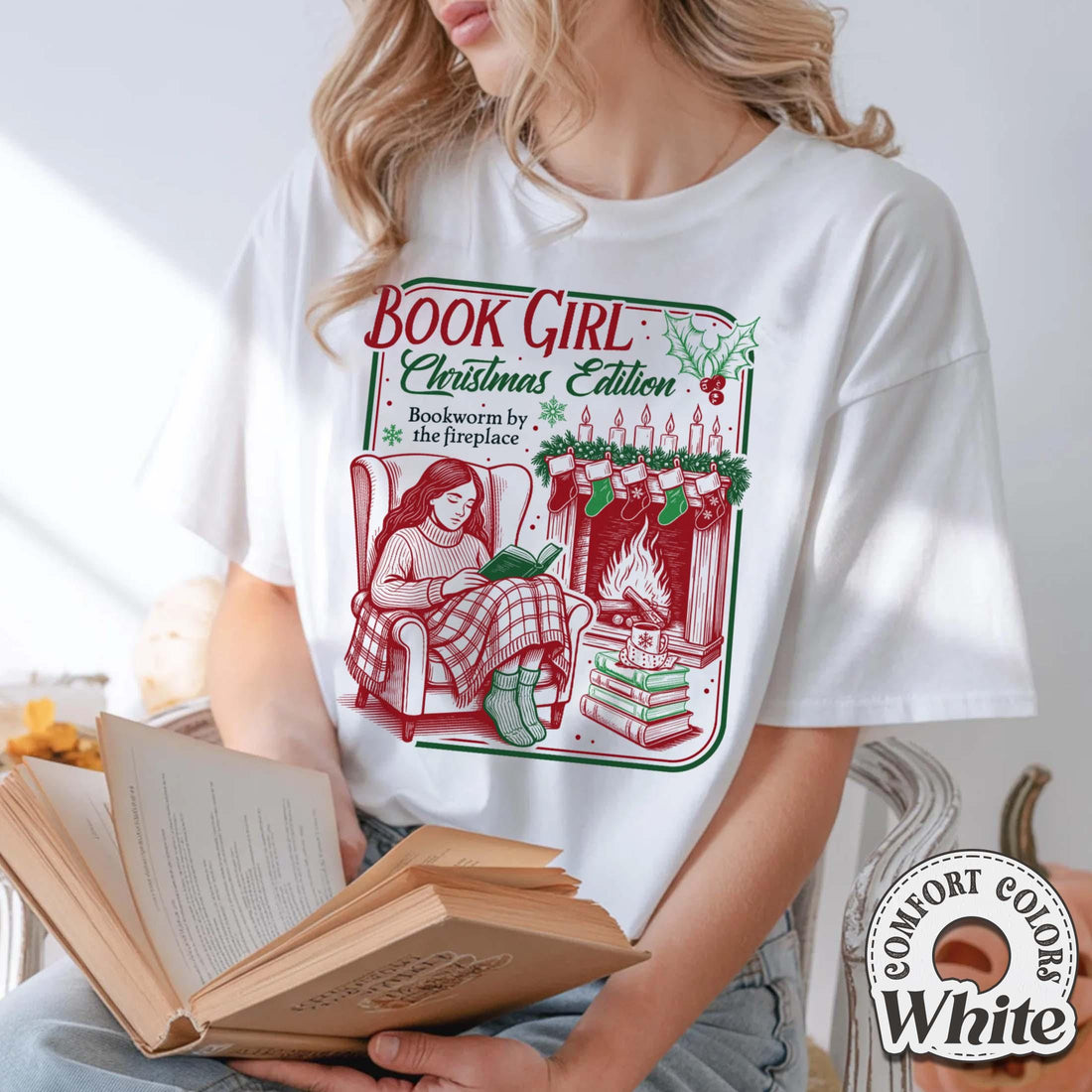 Book Girl Christmas Edition Shirt – Booked for Christmas Book Lover Tee