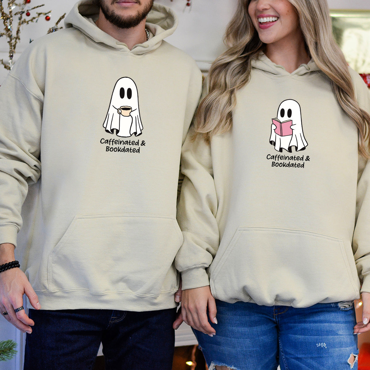 Book & Brew Ghost Matching Hoodies For Couples