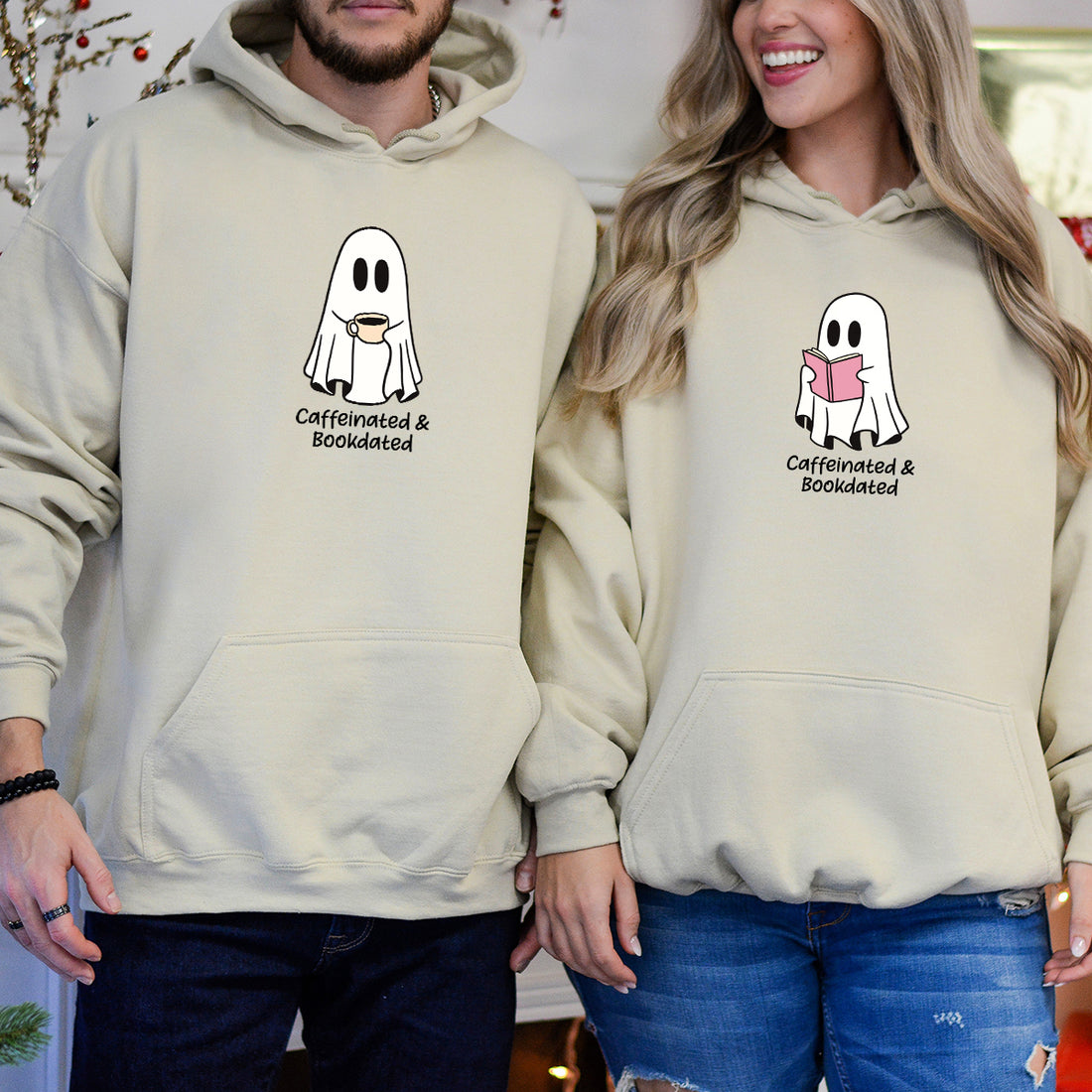 Book & Brew Ghost Matching Hoodies For Couples