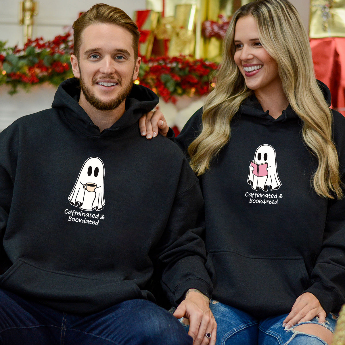 Book & Brew Ghost Matching Hoodies For Couples