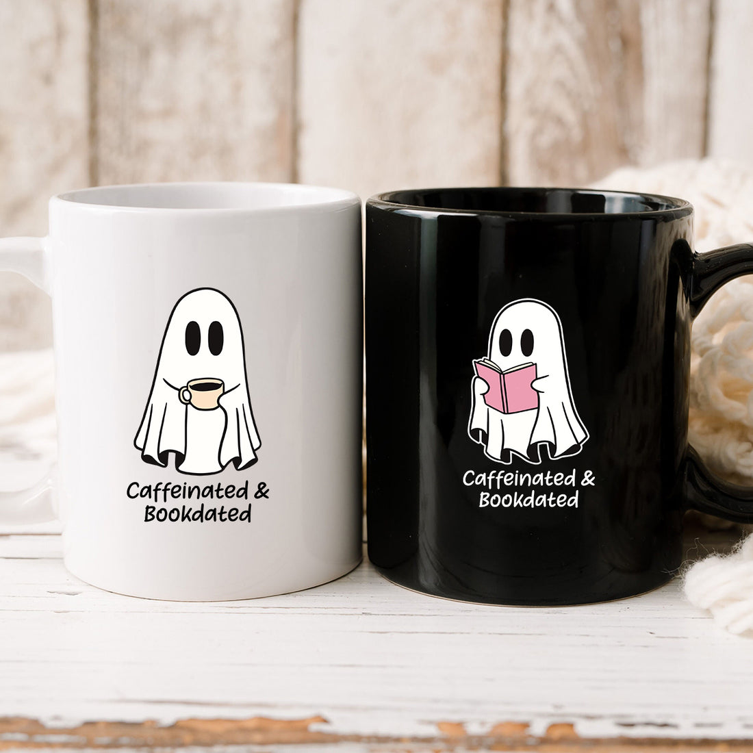 Book & Brew Ghost Matching Mugs For Couples