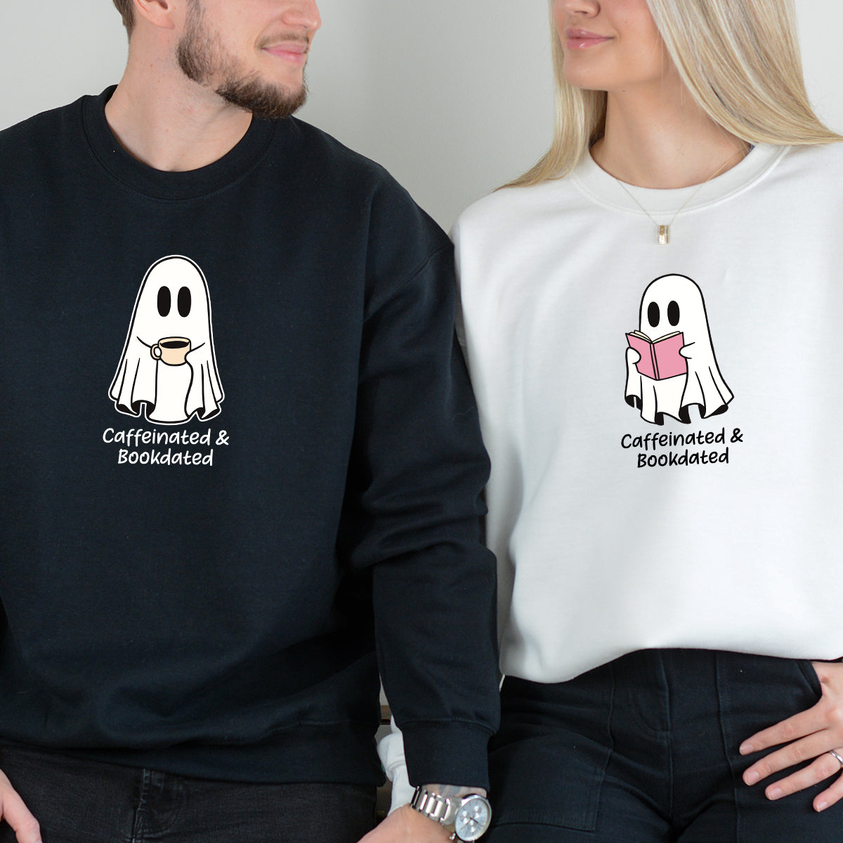 Book & Brew Ghost Matching Hoodies For Couples