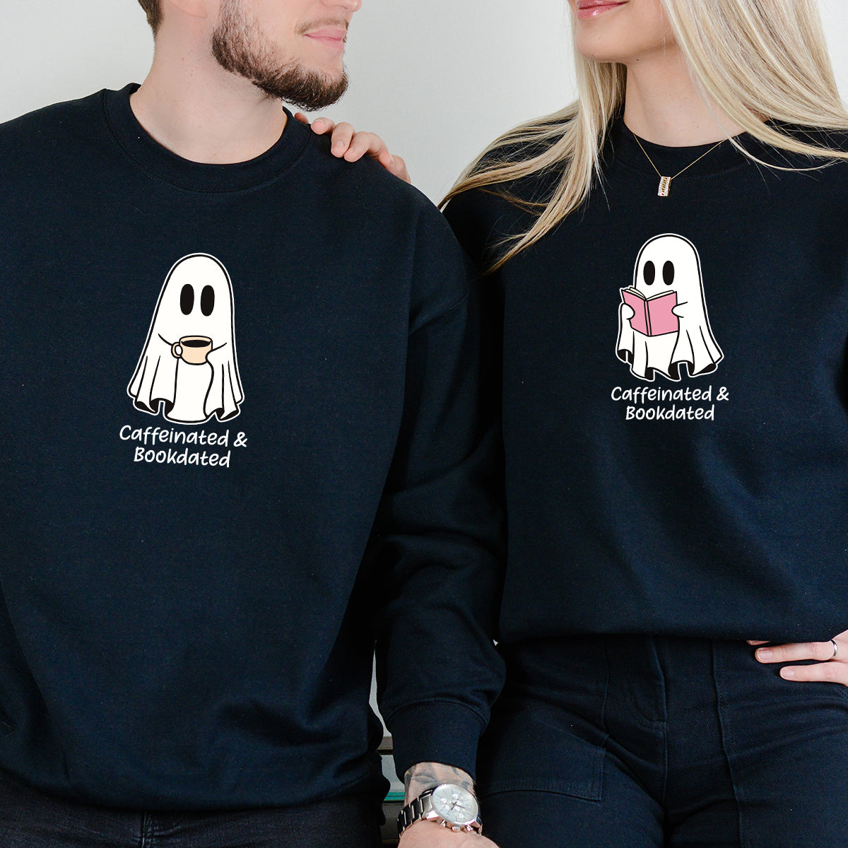 Book & Brew Ghost Matching Hoodies For Couples