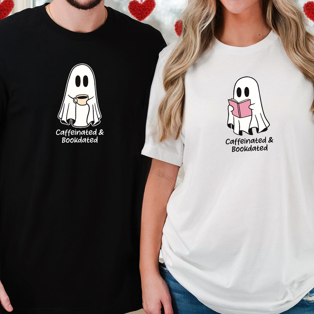 Book & Brew Ghost Matching T-Shirts For Couples