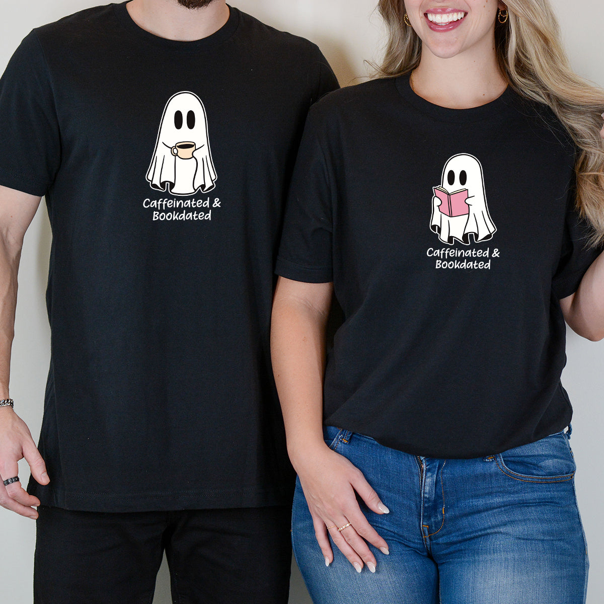 Book & Brew Ghost Matching T-Shirts For Couples