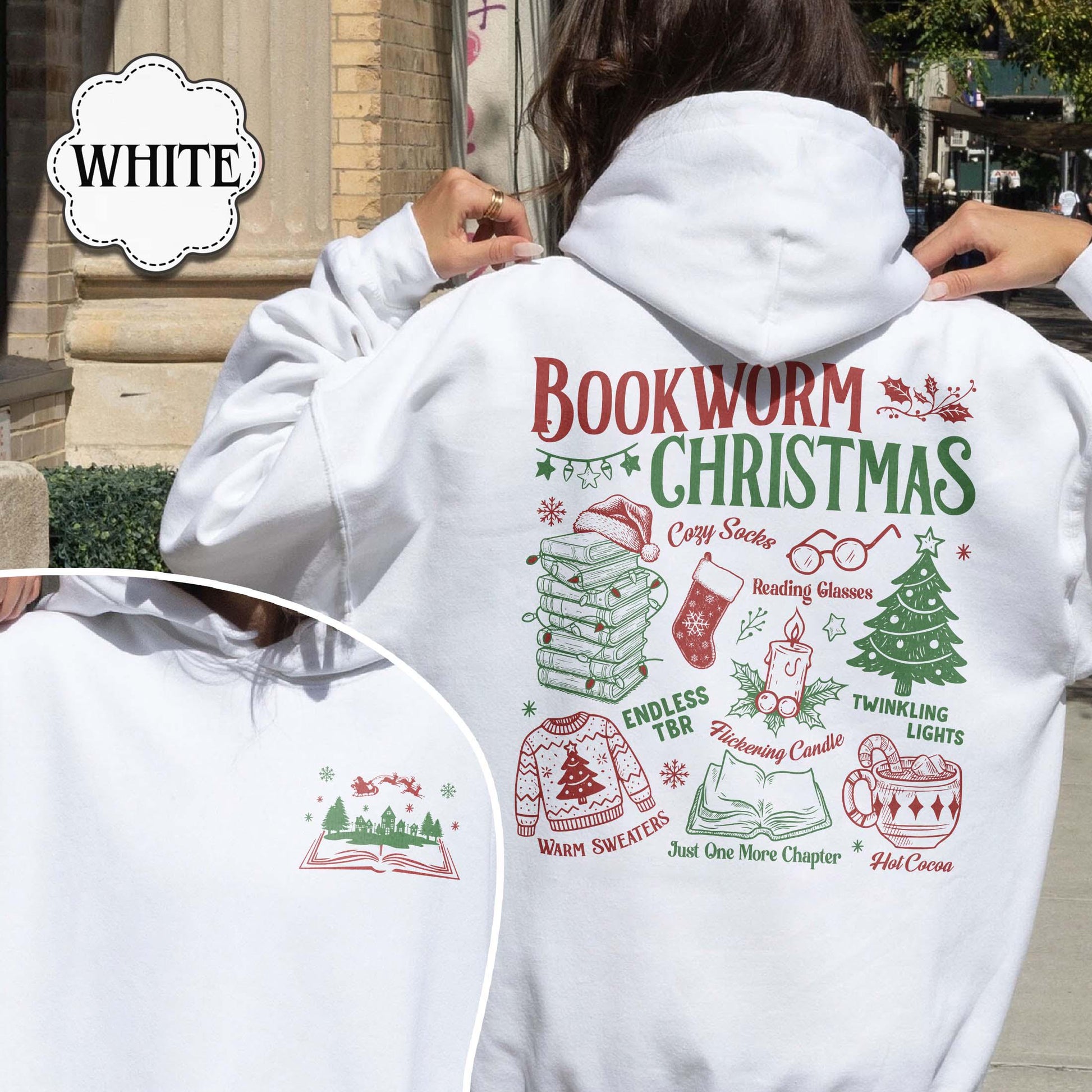 Bookworm Christmas Sweatshirt – Vintage Book Club Cozy Reading Top