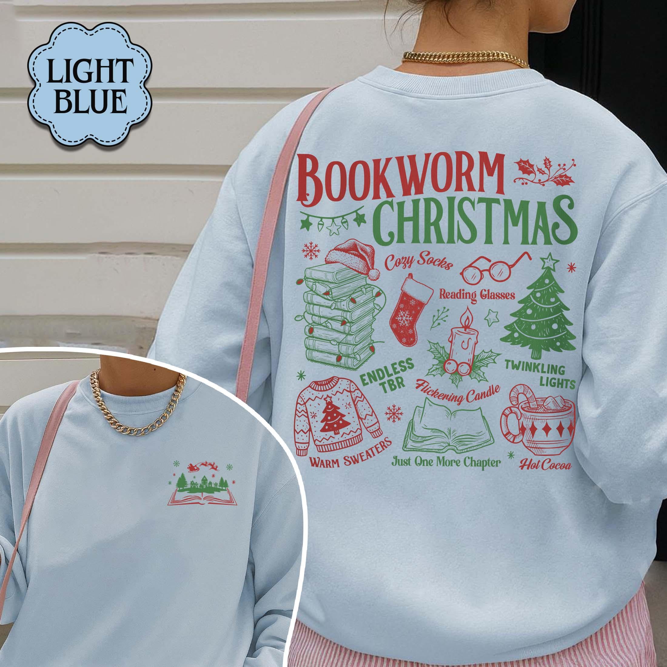 Bookworm Christmas Sweatshirt – Vintage Book Club Cozy Reading Top