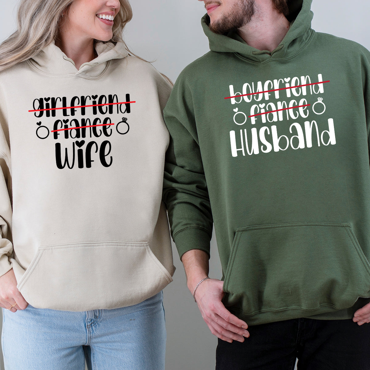 Boyfriend Girlfriend Fiance Wife Husband  Matching Hoodies For Couples