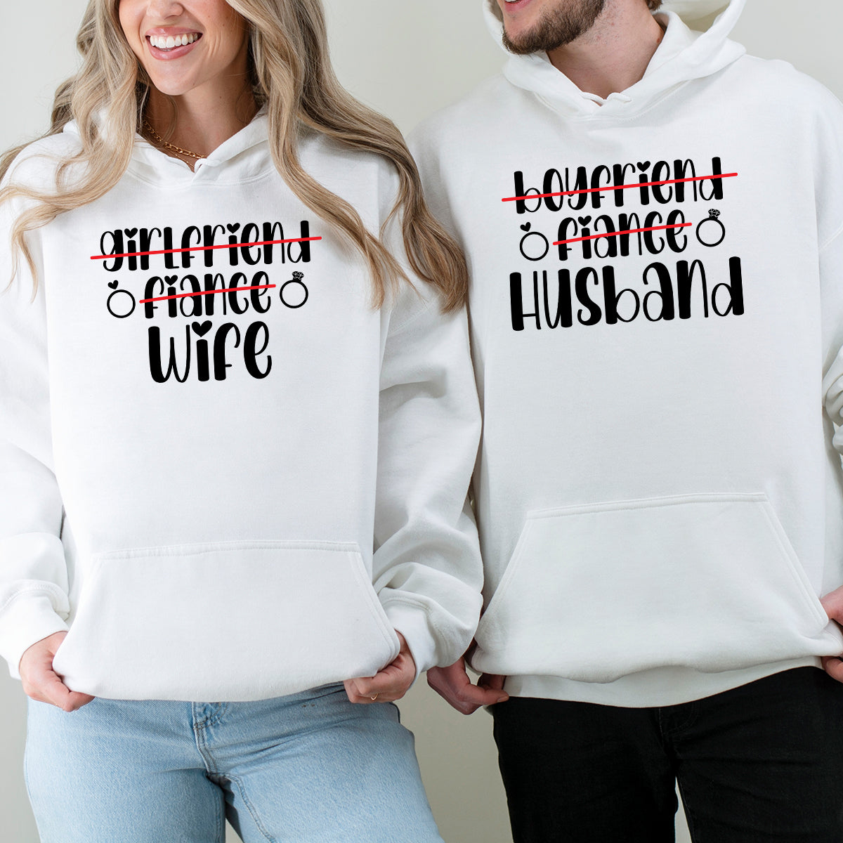 Boyfriend Girlfriend Fiance Wife Husband  Matching Hoodies For Couples