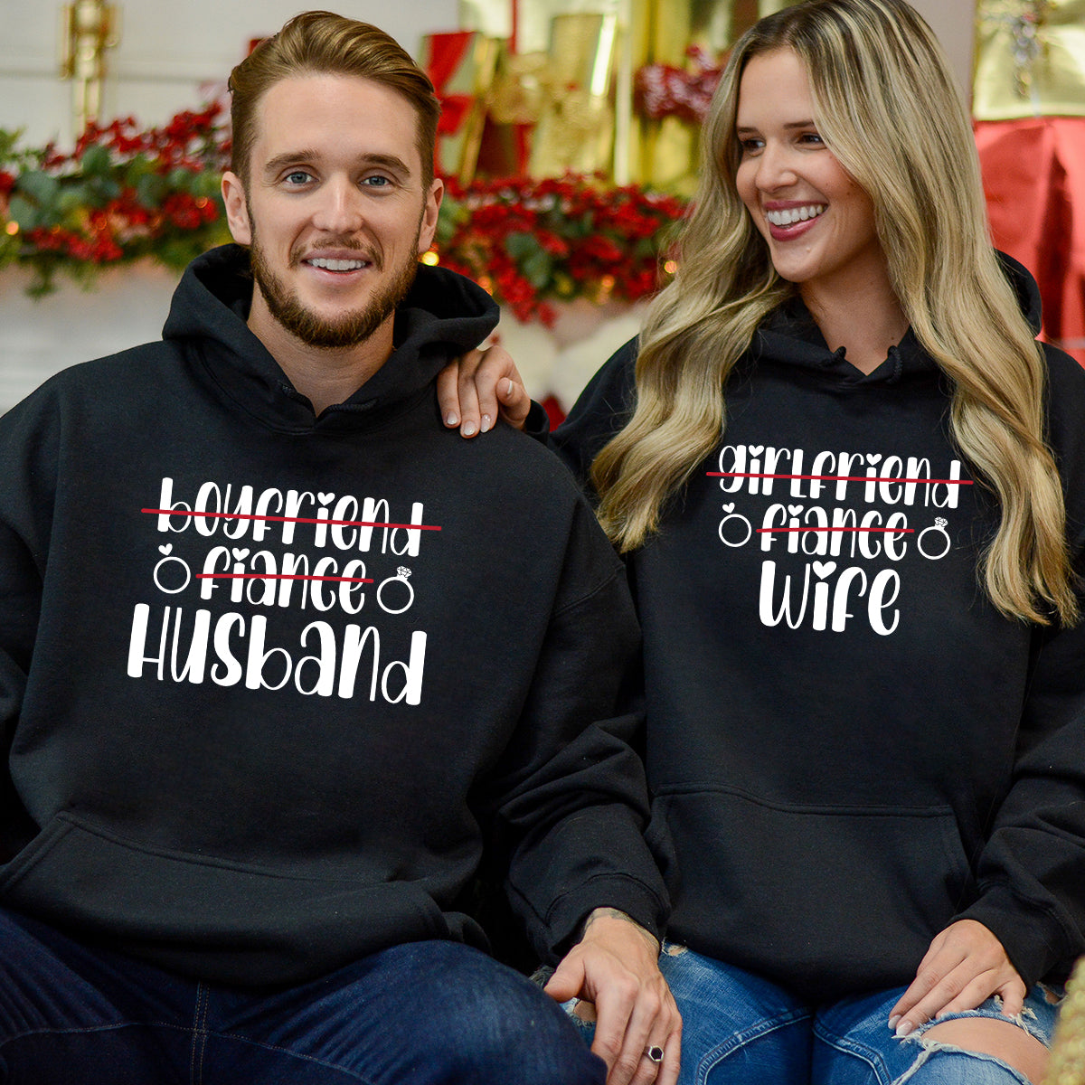 Boyfriend Girlfriend Fiance Wife Husband  Matching Hoodies For Couples