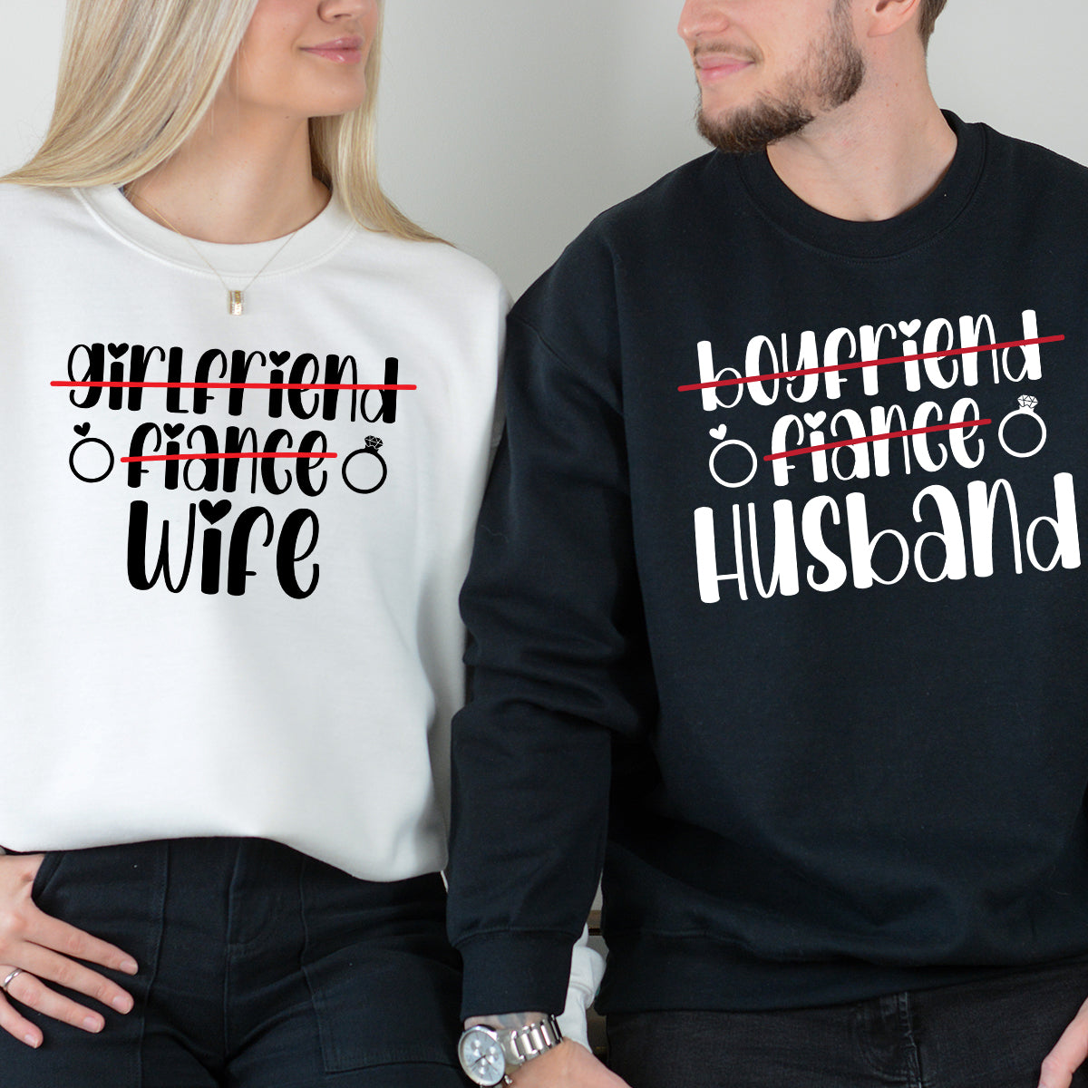Boyfriend Girlfriend Fiance Wife Husband  Matching Hoodies For Couples