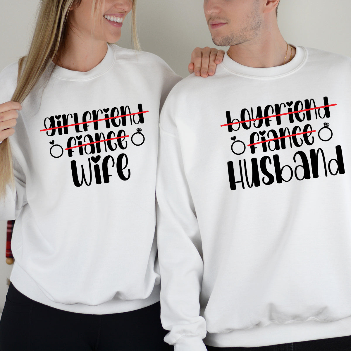 Boyfriend Girlfriend Fiance Wife Husband  Matching Hoodies For Couples