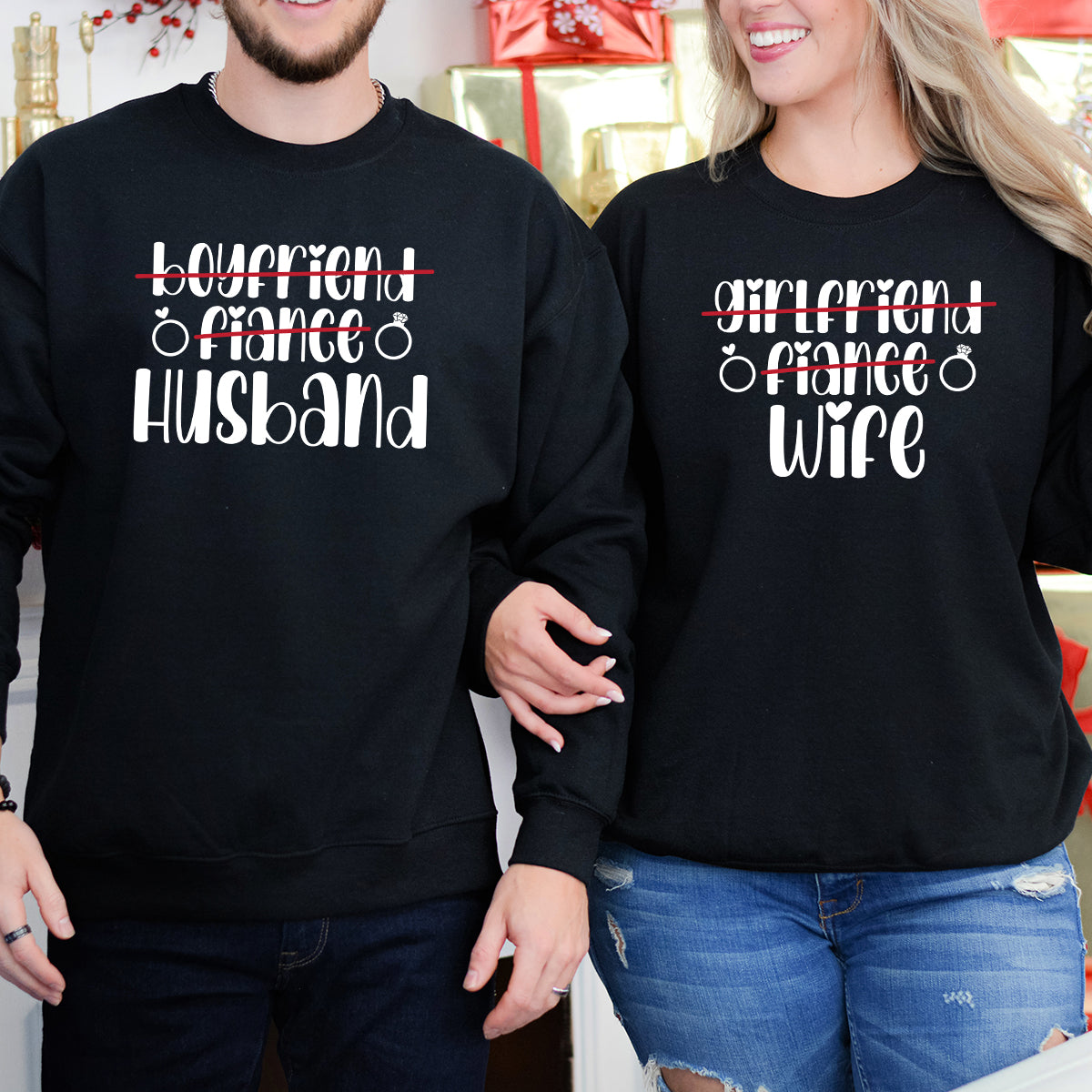 Boyfriend Girlfriend Fiance Wife Husband  Matching Hoodies For Couples