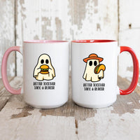 Burger & Taco Ghosts Matching Mugs For Couples