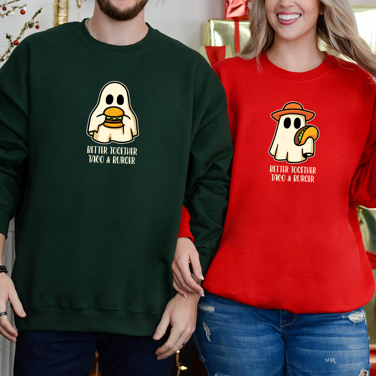 Burger & Taco Ghosts Matching Hoodies For Couples