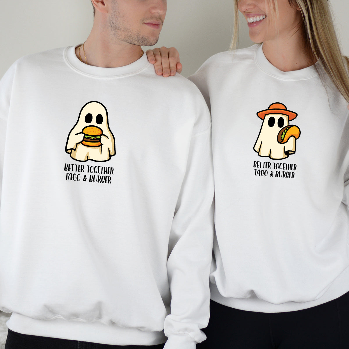 Burger & Taco Ghosts Matching Hoodies For Couples