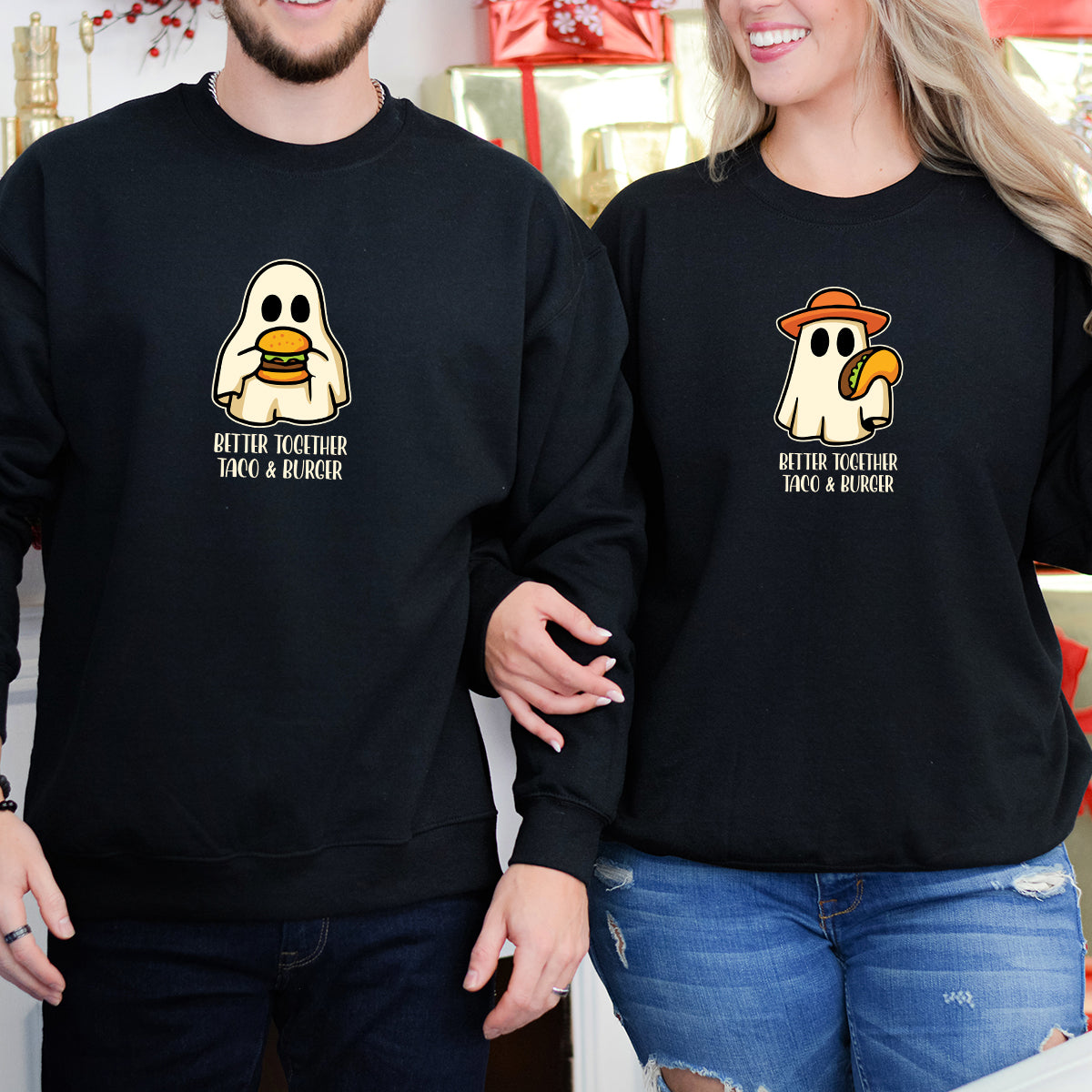 Burger & Taco Ghosts Matching Hoodies For Couples
