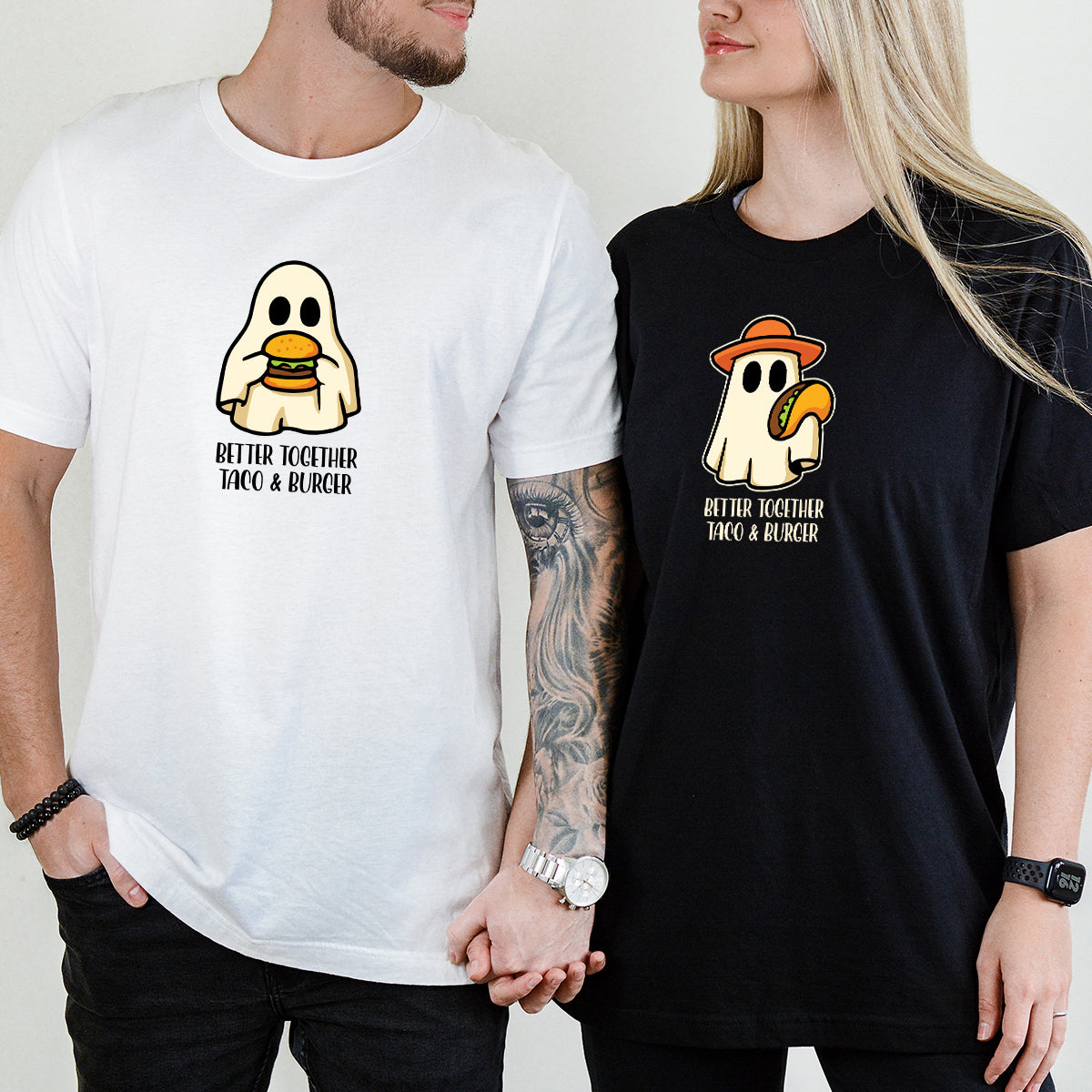 Burger & Taco Ghosts Matching T-Shirts For Couples