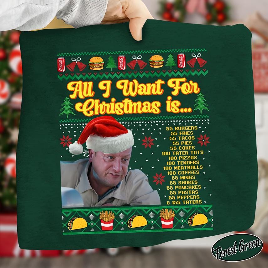 Burgers 55 Fries Ugly Christmas Shirt – Funny Food Holiday Graphic Tee