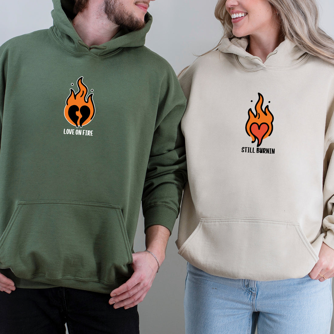 Burning Love Matching Hoodies For Couples