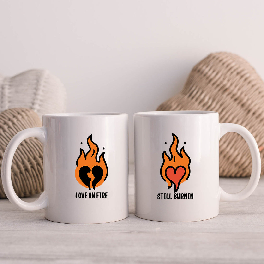 Burning Love Matching Mugs For Couples