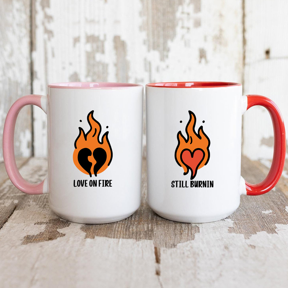 Burning Love Matching Mugs For Couples