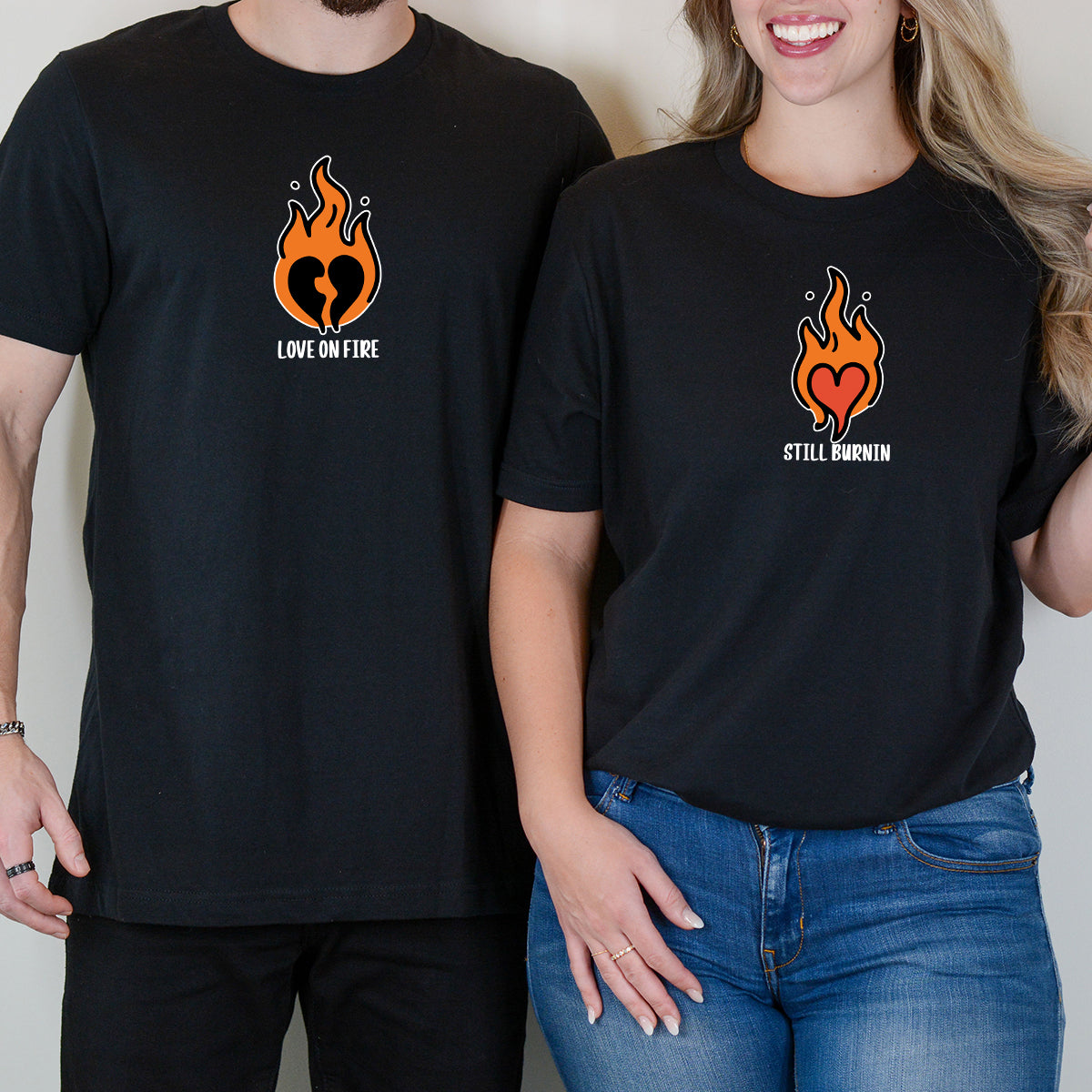 Burning Love Matching T-Shirts For Couples