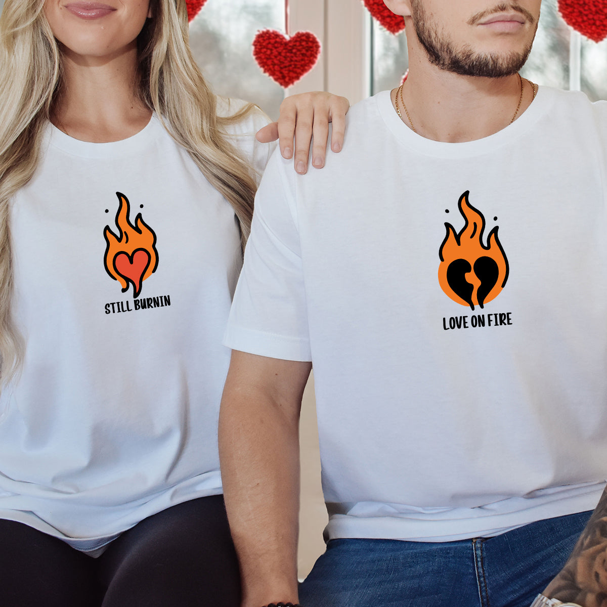 Burning Love Matching T-Shirts For Couples