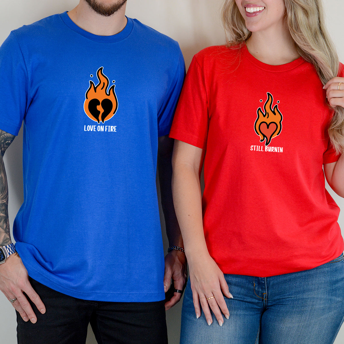 Burning Love Matching T-Shirts For Couples