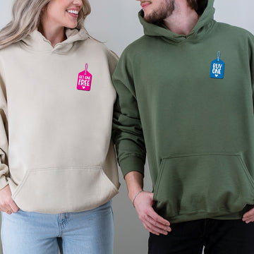Buy One Get One Free Badge Matching Hoodies For Couples