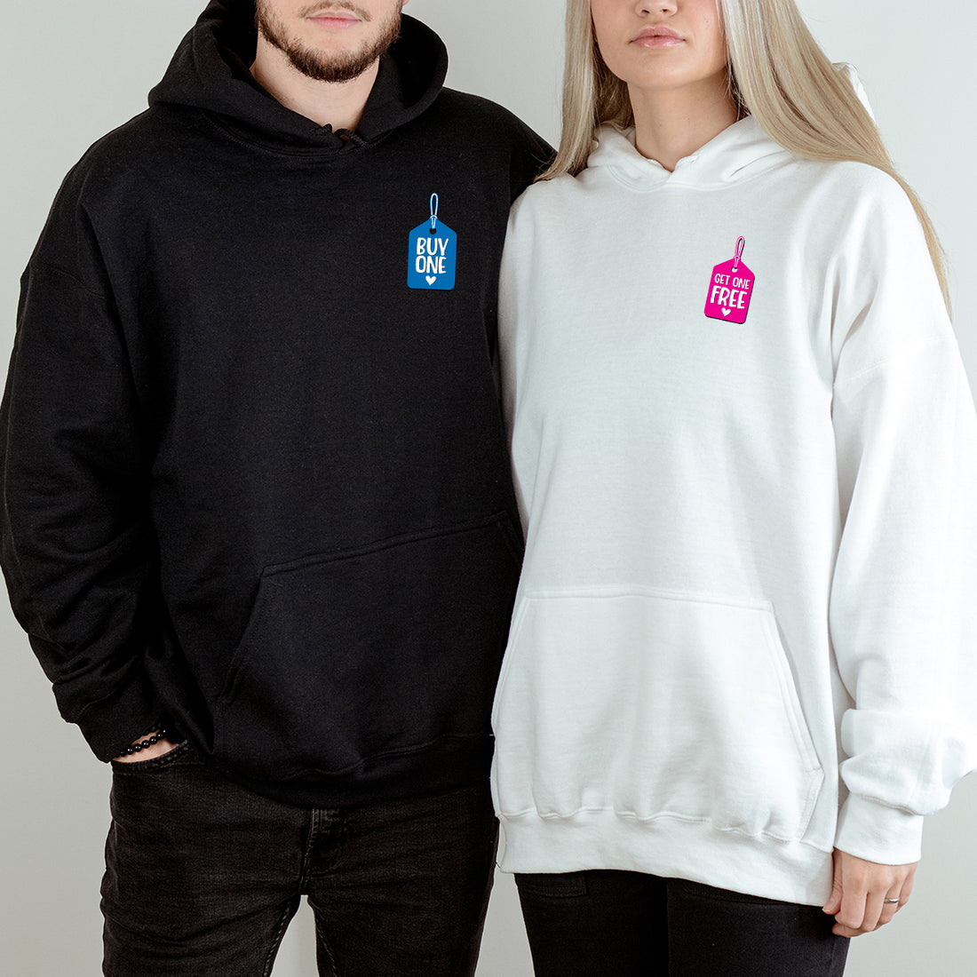 Buy One Get One Free Badge Matching Hoodies For Couples
