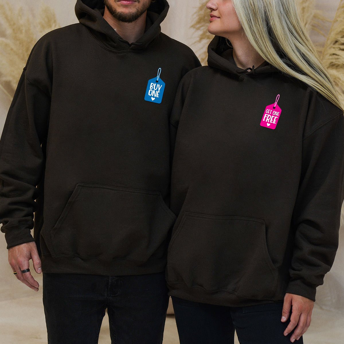 Buy One Get One Free Badge Matching Hoodies For Couples