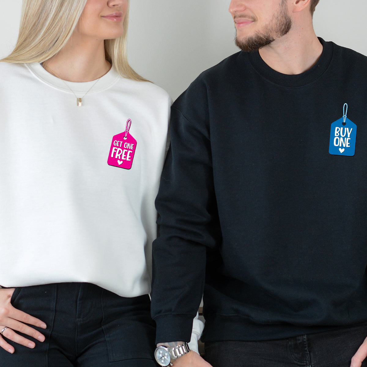 Buy One Get One Free Badge Matching Hoodies For Couples