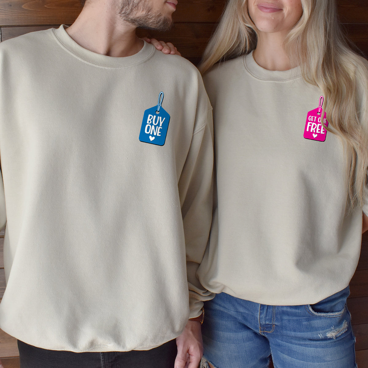 Buy One Get One Free Badge Matching Hoodies For Couples