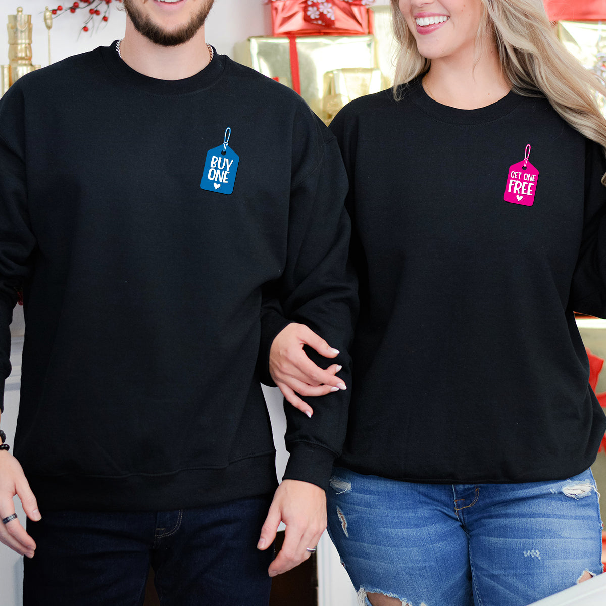 Buy One Get One Free Badge Matching Hoodies For Couples
