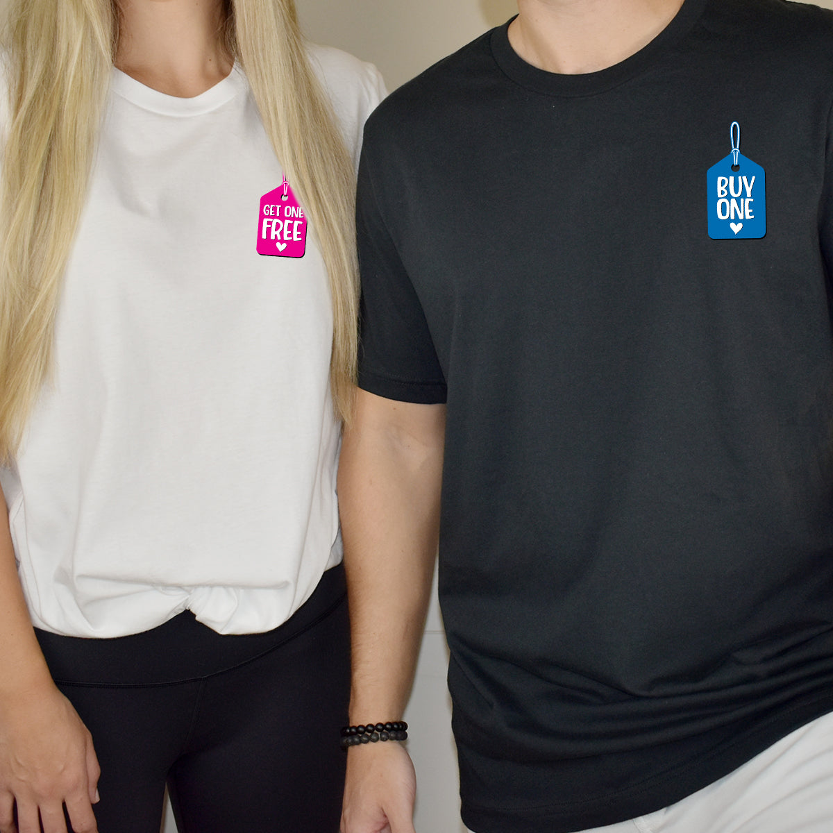 Buy One Get One Free Badge Matching T-Shirts For Couples