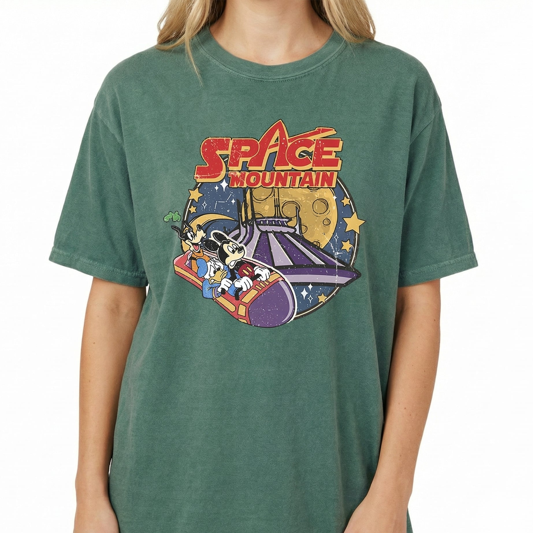 Retro 90s Space Mountain Graphic T-Shirt - Vintage Space Theme Tee