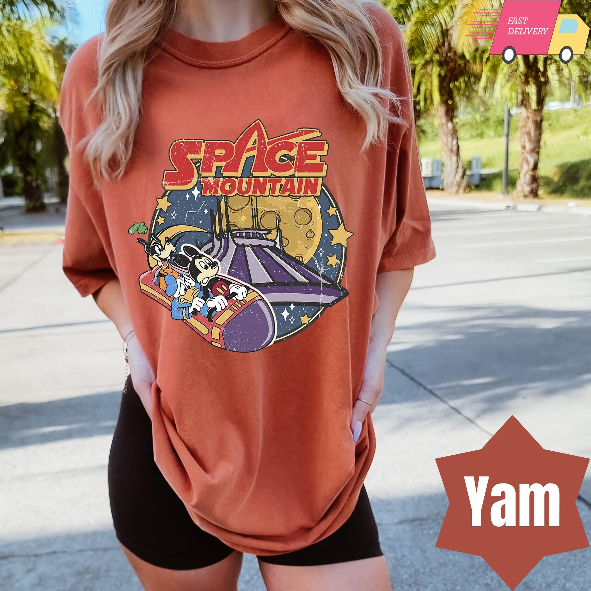 Retro 90s Space Mountain Graphic T-Shirt - Vintage Space Theme Tee