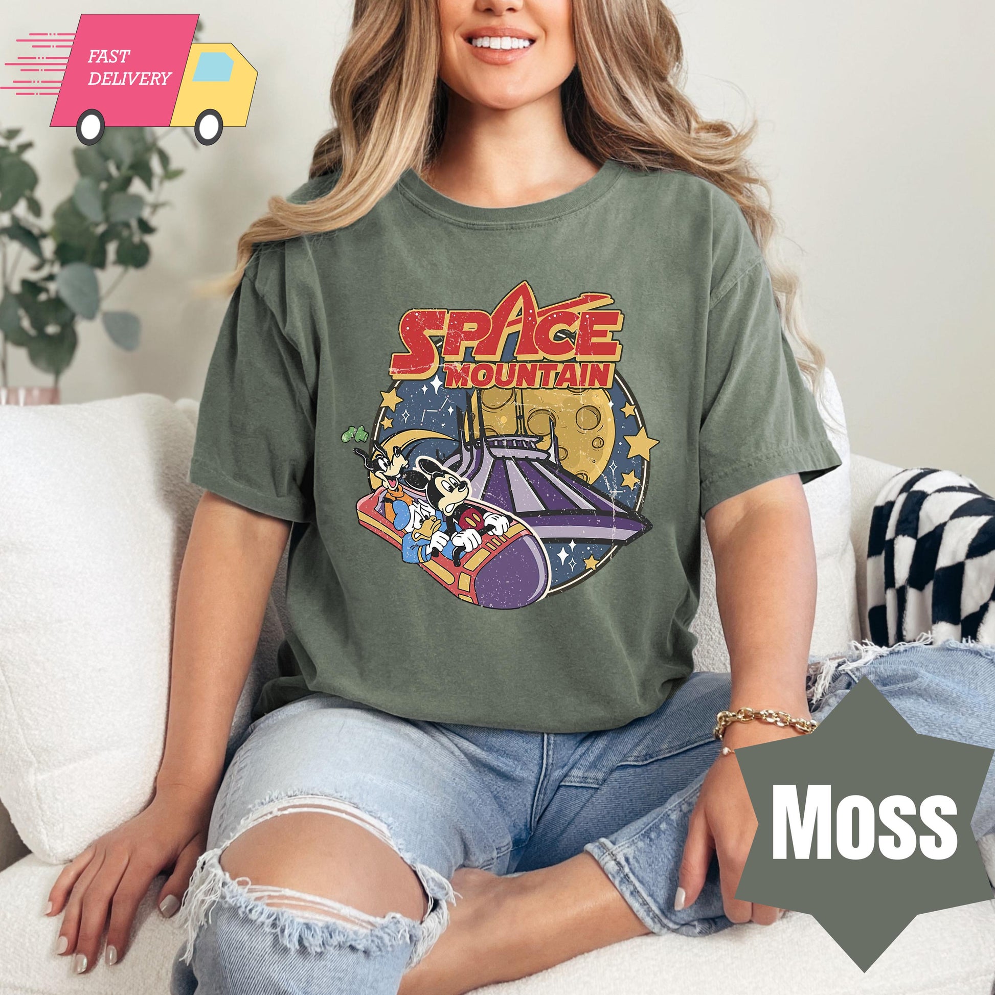 Retro 90s Space Mountain Graphic T-Shirt - Vintage Space Theme Tee