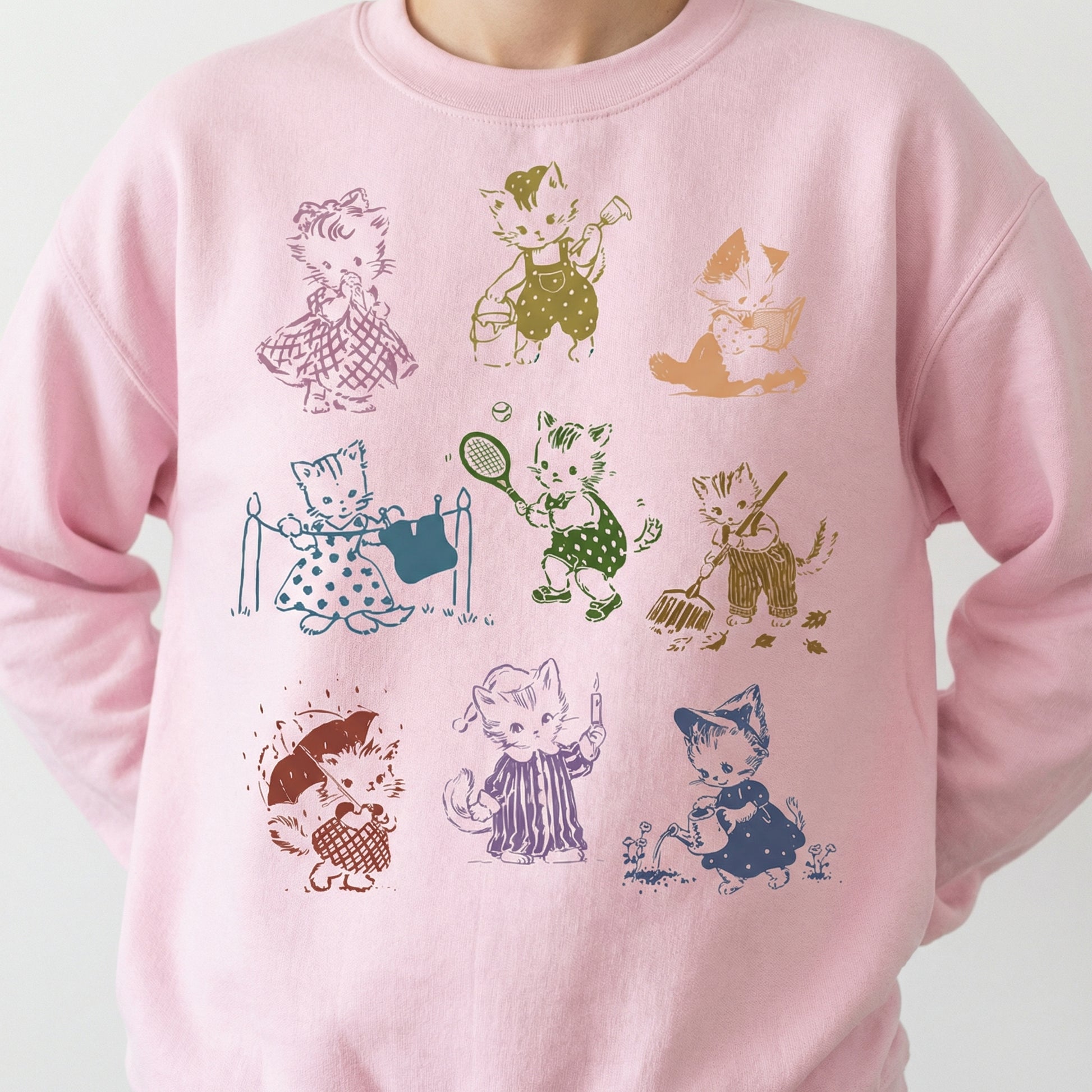 Cat 90s Tattoo Vintage Graphic T-Shirt – Retro Cute Kitten Illustration Tee