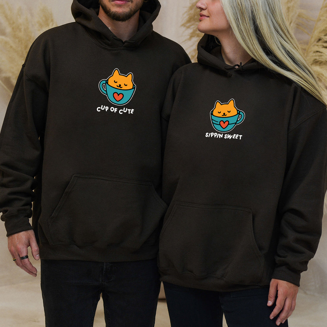 Cat Cup Love Matching Hoodies For Couples