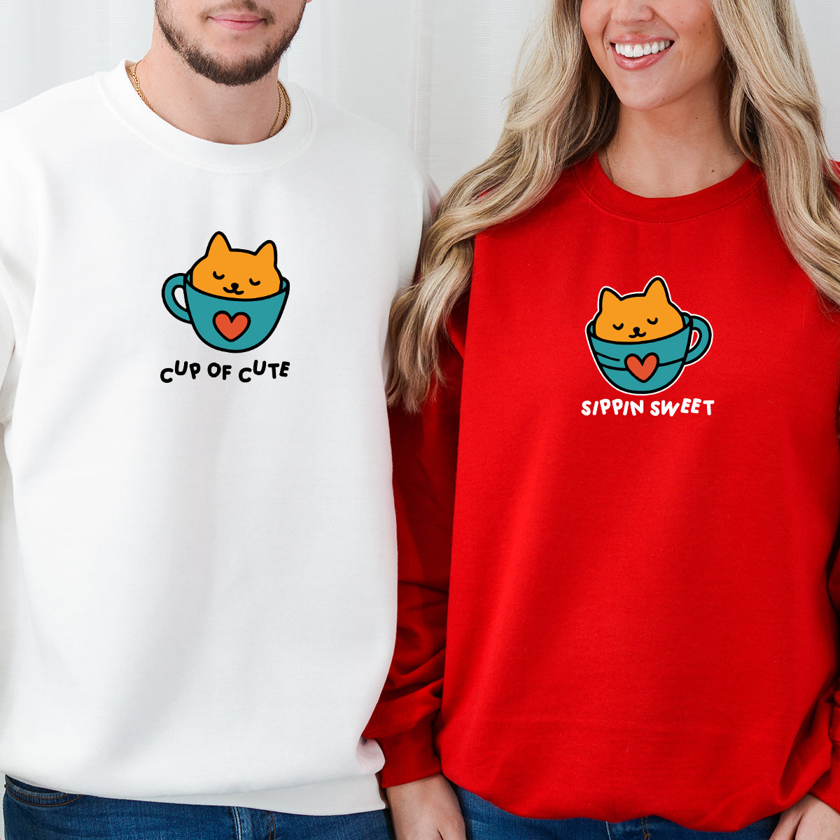 Cat Cup Love Matching Hoodies For Couples
