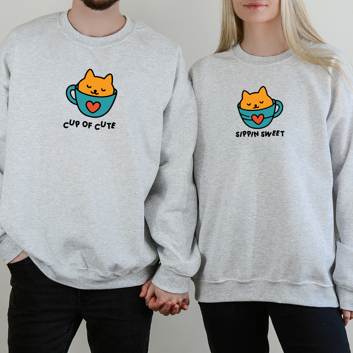 Cat Cup Love Matching Hoodies For Couples