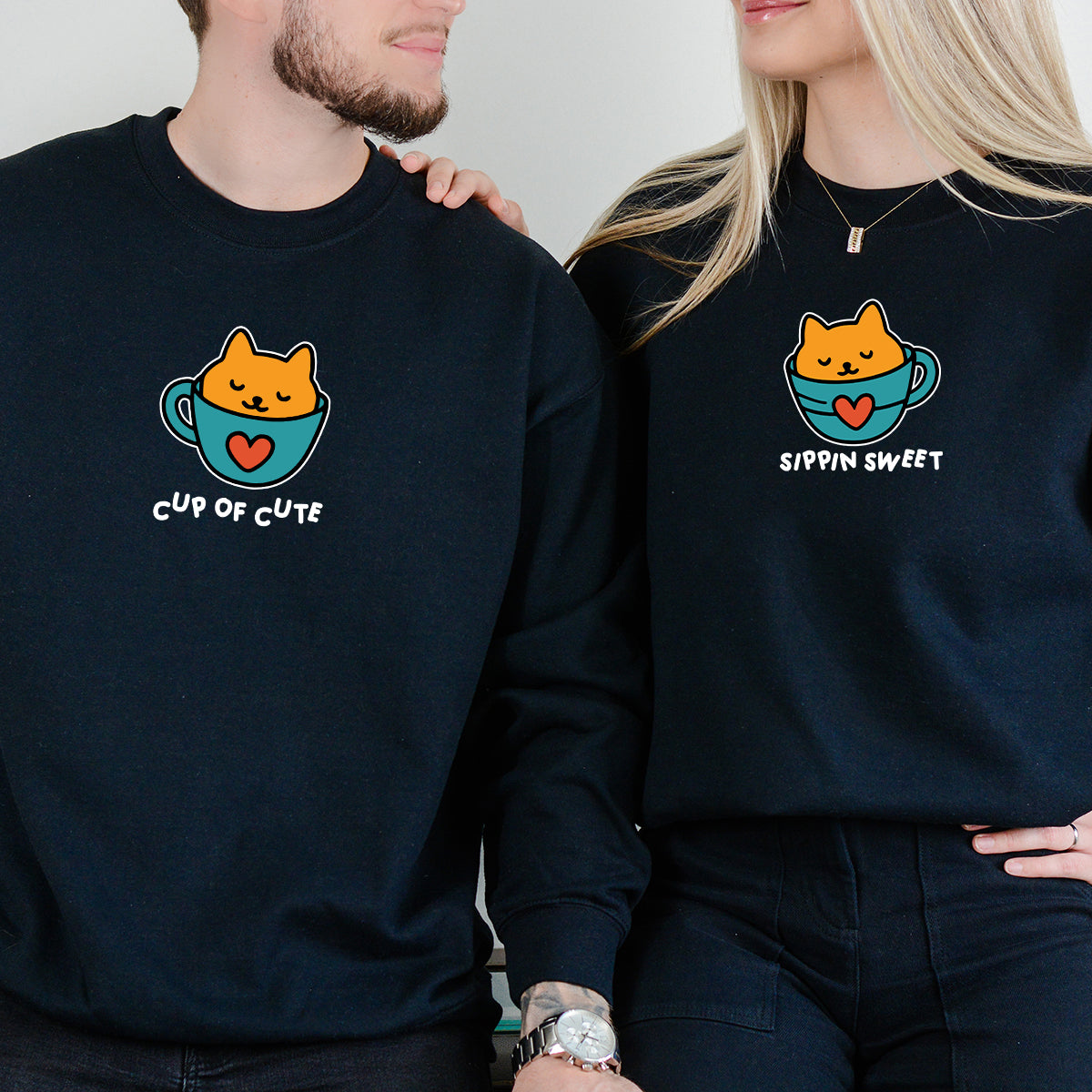 Cat Cup Love Matching Hoodies For Couples