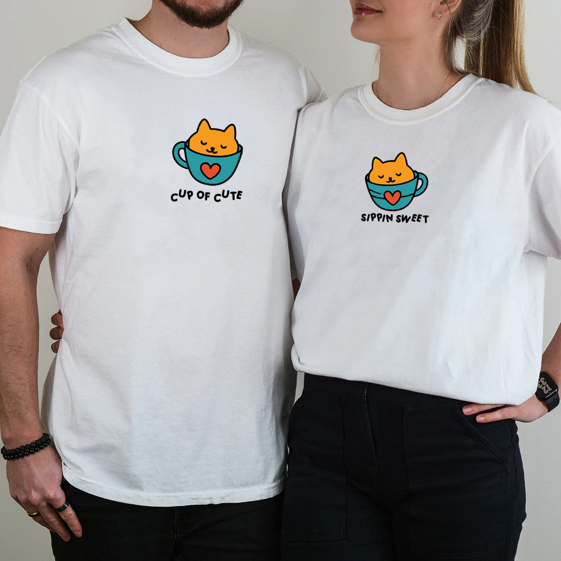 Cat Cup Love Matching T-Shirts For Couples