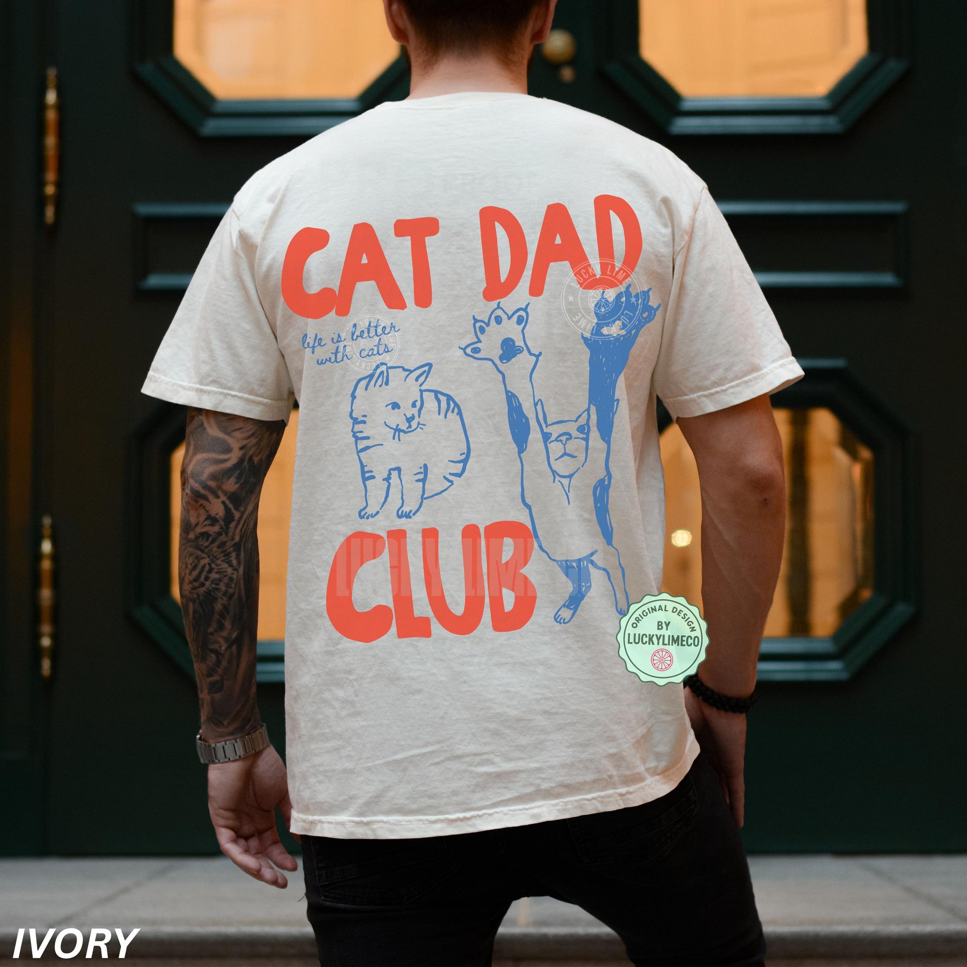 Cat Dad Club Graphic T-Shirt - Funny Cat Lover Pet Parent Tee