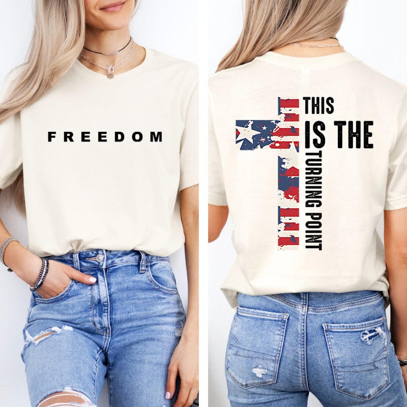 Charlie Kirk Freedom Shirt - This Is The Turning Point Two Sided Shirt - Conservative Patriotic Gift